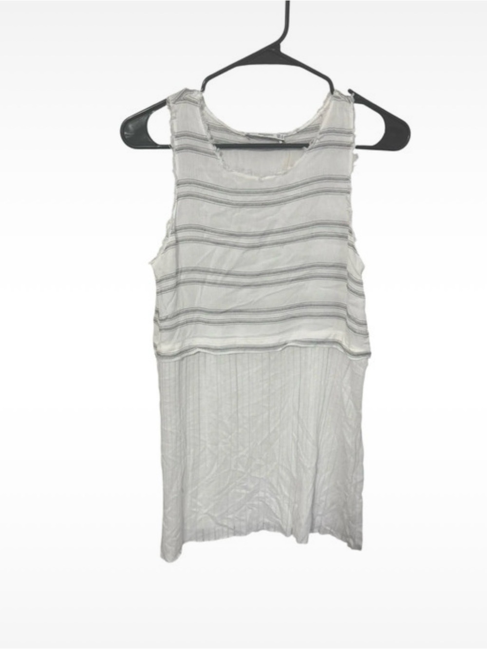 Mango White Sheer Striped Sleeveless Tank